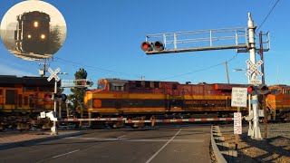 BNSF 7636 Manifest With KCS East | Farmington Rd. Railroad Crossing, Stockton CA