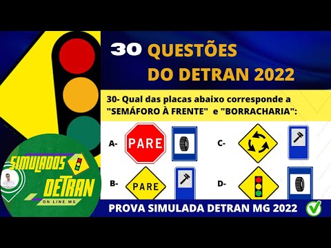 Questões da Prova teórica do Detran 2022 - (30 Q) Prova Simulada do ...