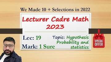 LC_19 Hypothesis Probability And Statistics|Lec19|Lecturer cadre maths by Human Sir |important 1Mark