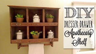 Transforming an old dresser drawer into a vintage style apothecary style wood shelf! ***************************************** * 