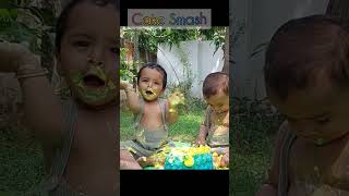 Cake Smash 😄😄 #twinsbrother #newbornbaby #shorts #funny #baby