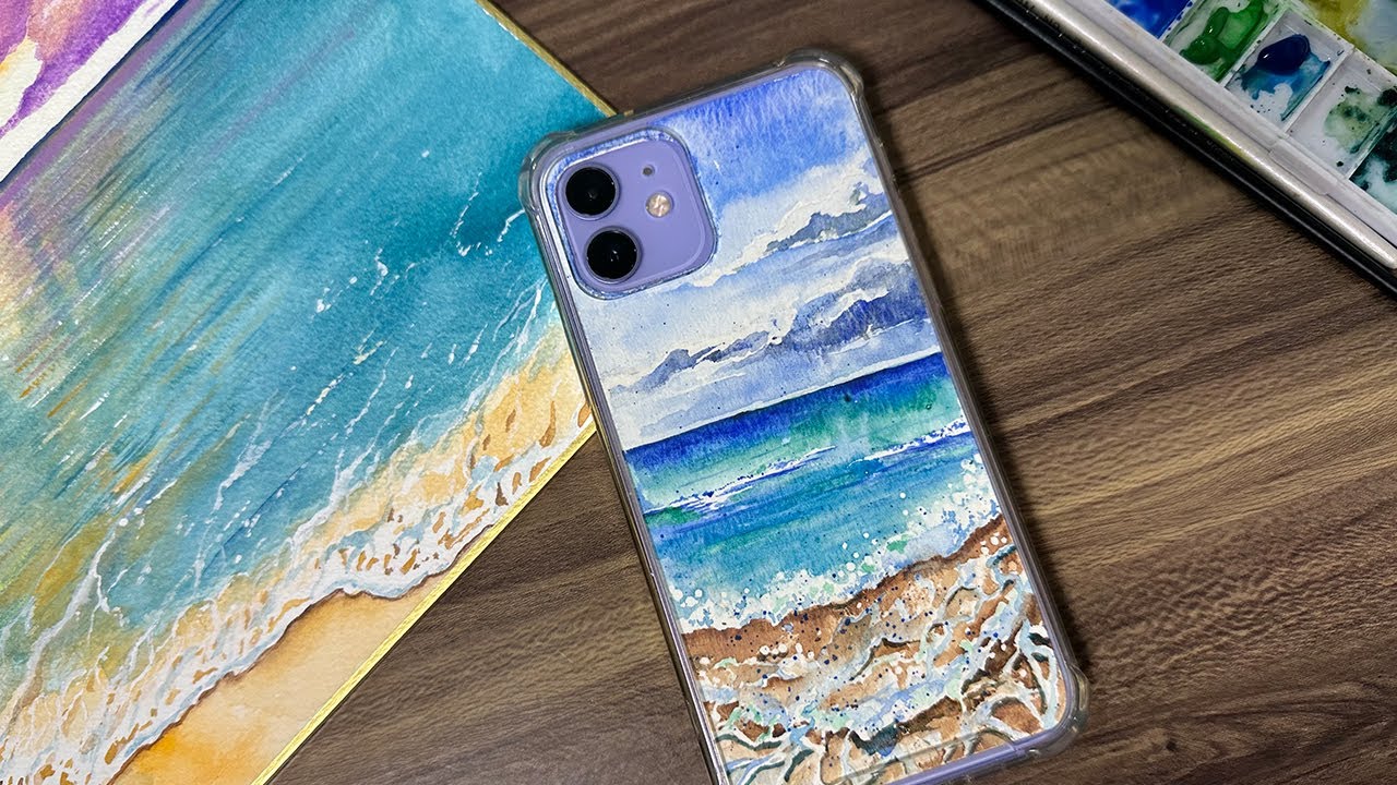 How to paint a phone case with watercolor, rasm chizish YouTube