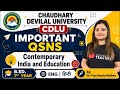 CDLU Contemporary India and Education Most Important Questions | B.Ed. 1st Year | Chaudhary Devi Lal