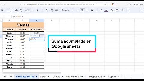 Suma acumulada en Google sheets