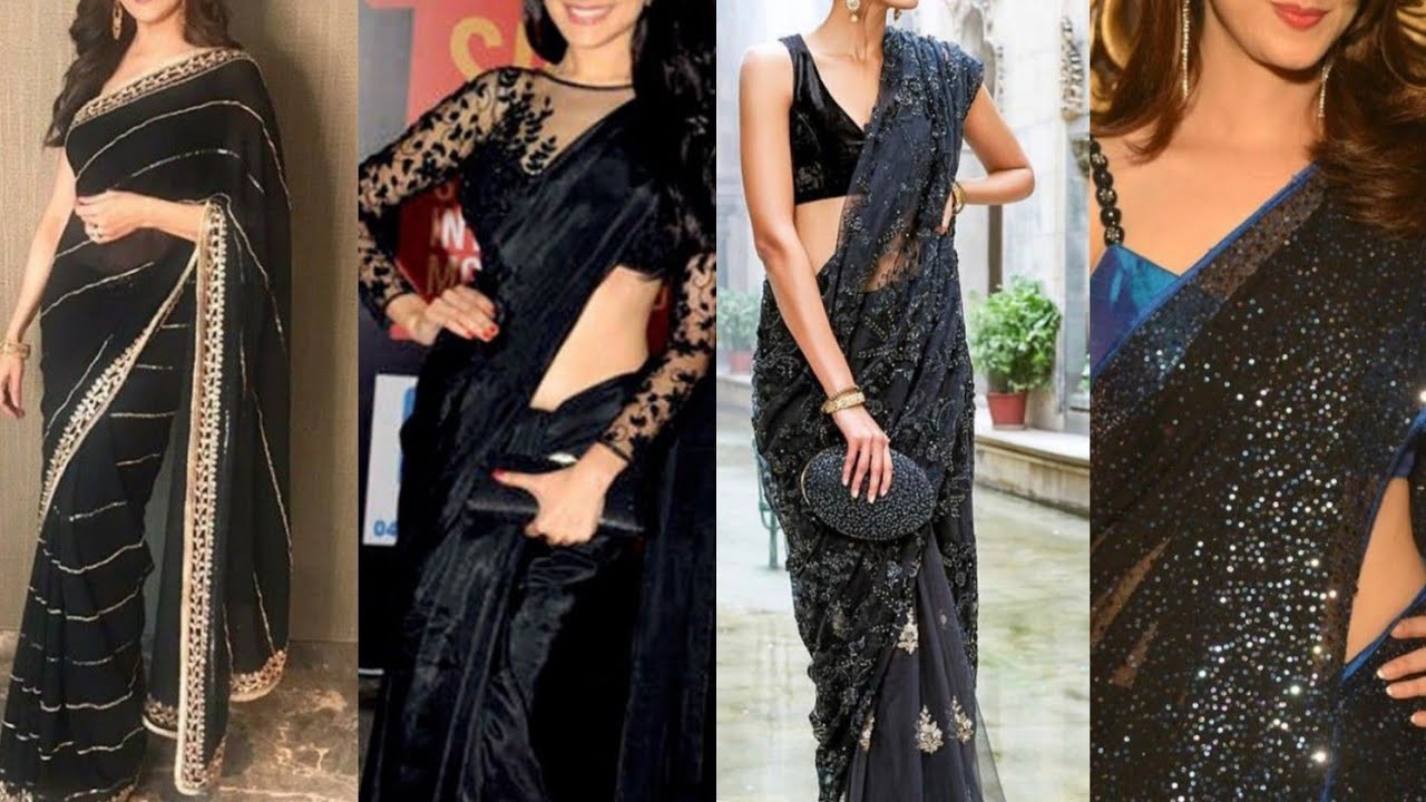 black saree styles