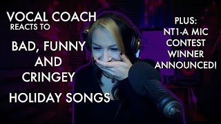 Voice Teacher Reacts to: Bad, Funny and Cringey Christmas Songs! (Plus: Mic Contest winner!)