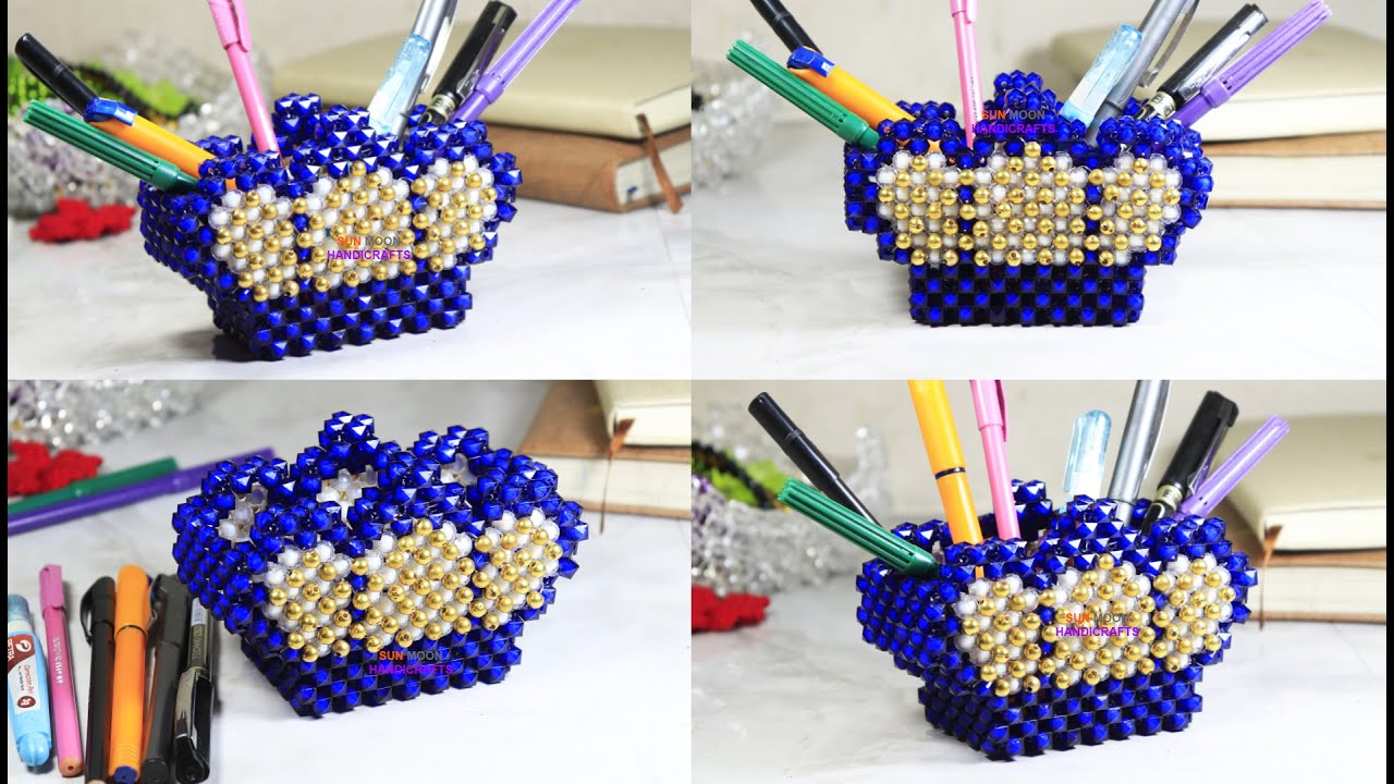 নতুন ডিজাইনের পুতির কলমদানি/ crown pen holder( part-1)/ beaded crown pen holder/ Unique design