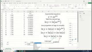 Analysis of Lab Data: Linearisation of Exponential Data in Excel