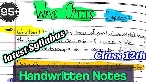 | Wave optics |Class 12th| Physics chapter 10| HANDWRITTEN NOTES | @Edustudy_point
