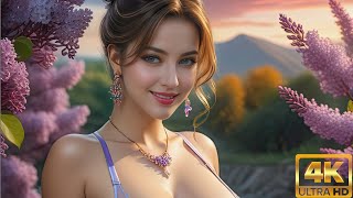 4K Ai Girl Lookbook - Sophia’s Sunset Saga: Ai Girl Amidst Sparkling River And Blooming Lilacs
