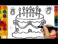 Learning Colors for Kids by Drawing Cake, Coloring Pages Fruits Funny