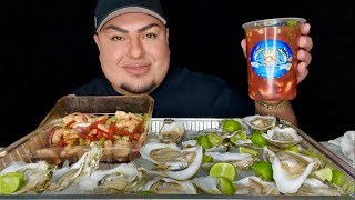 Jumbo Oysters • Shrimp & Octopus Coctel • Ceviche • Mariscos Mukbang