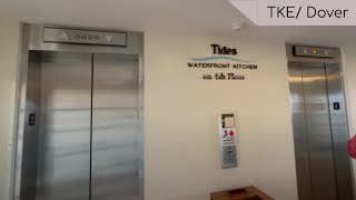 Loud & Quiet! Thyssenkrupp/Dover modded Hydraulic elevators @ Monterey Tides hotel in Monterey, CA.