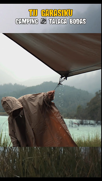foggy camping on the lakeside