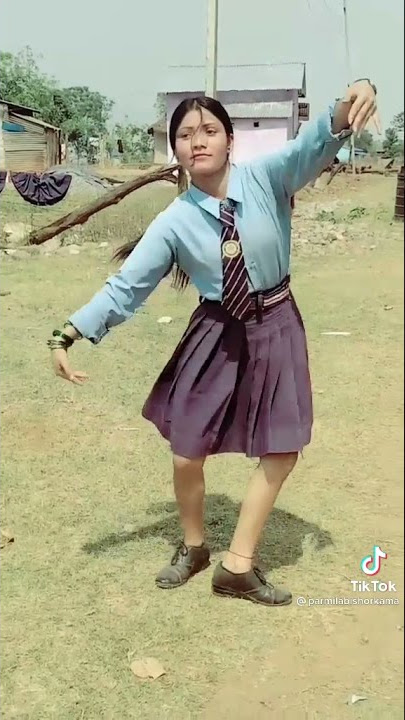 Cute hot dance in school dress.