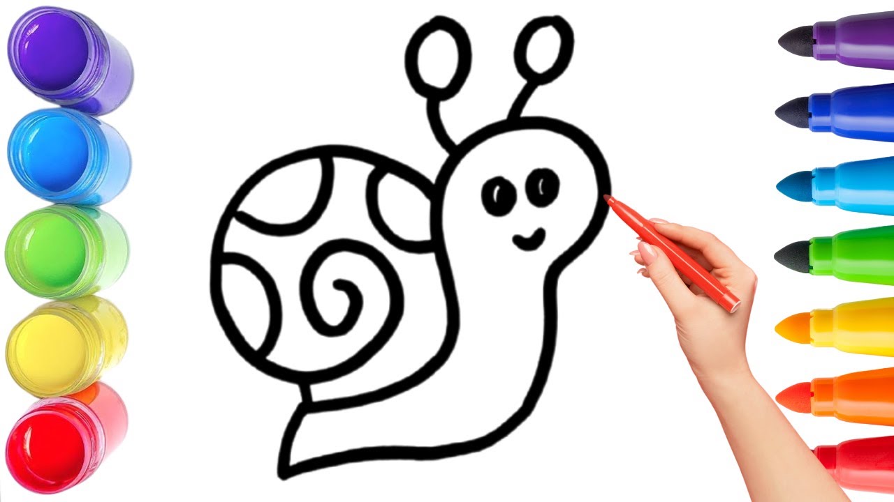 How To Draw Hello snail Drawing, Painting & Coloring For Kids and ...