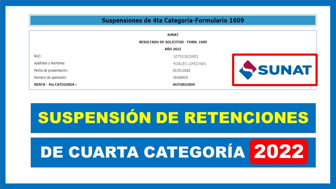 Suspensión de Cuarta Categoría 2022 - SUNAT