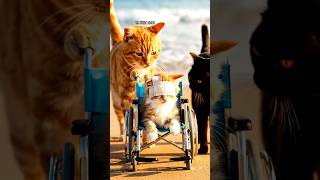 Kucing Imut dan Buta dibawa ke pantai dan dikasih kejutan #cat #dj #shorts