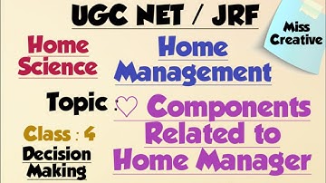 UGC NET/JRF 2020 HomeScience/Home Management/Decision Making/Components Of Home Manager/Class : 5