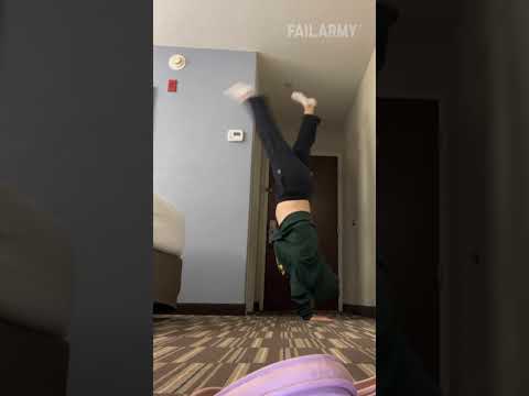 Girl Hits Wall Doing Handstand