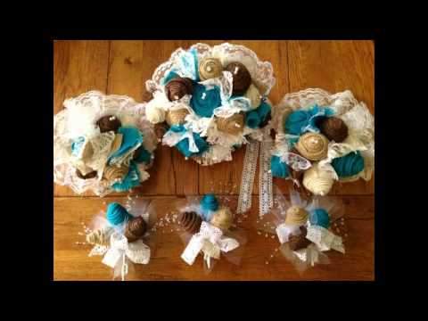 burlap flower wedding bouquets