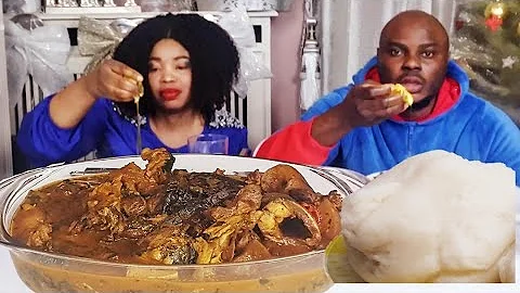 AFRICAN | NIGERIAN FOOD MUKBANG | POUNDED YAM AND OGBONO SOUP EATING SHOW