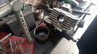 How motorcycle engine head value seating is cut and polished. Honda CG125 bike engine boring repair