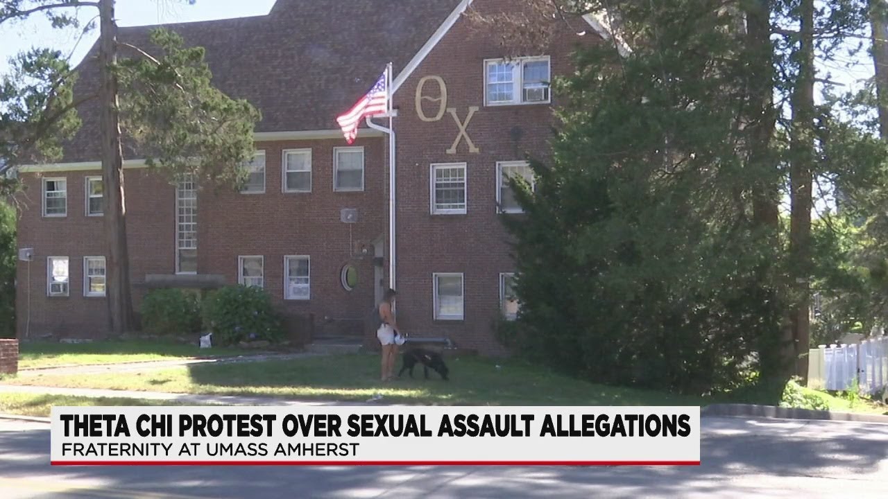 UMass Amherst Theta Chi protest over sexual assault allegations