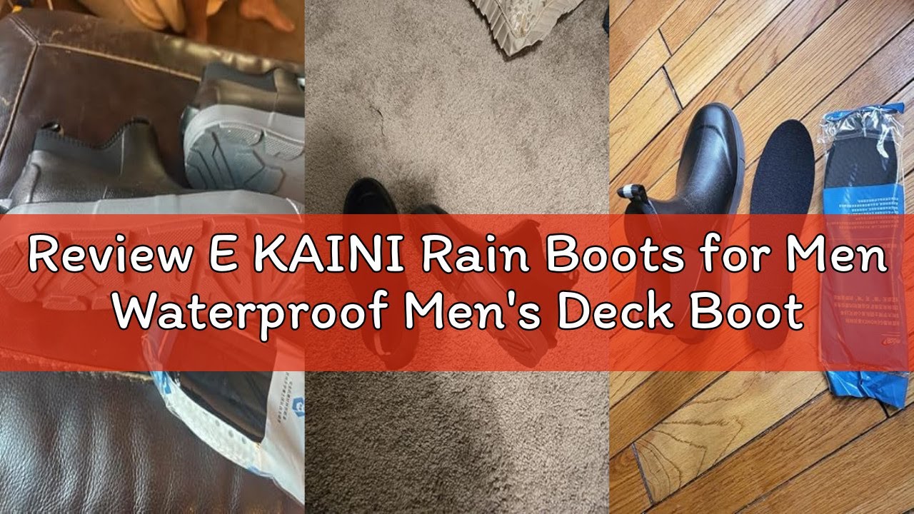 Review E KAINI Rain Boots for Men Waterproof Men's Deck Boots Fishing Booties Anti-Slip Rubber Boots
