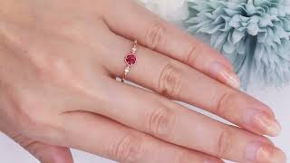 Dainty Ruby Engagement Ring Diamond Wedding Band In Yellow Gold 4mm Round Cut Wedding Ring