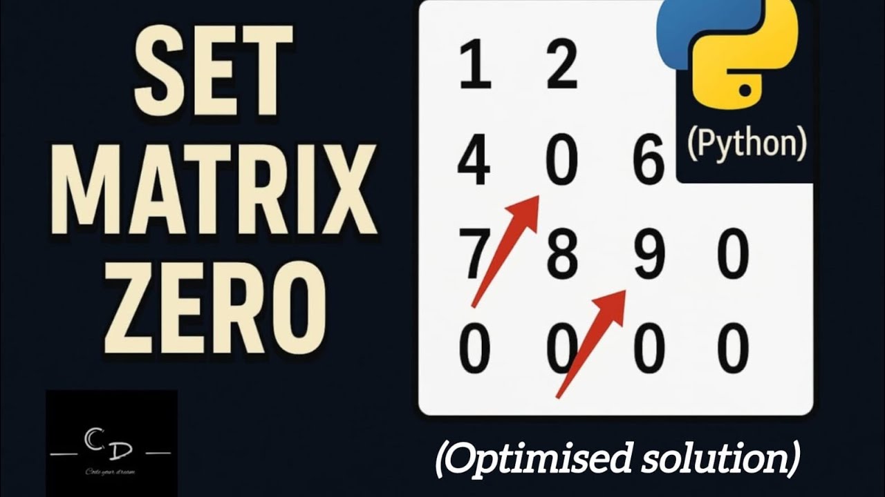 SET MATRIX ZERO | OPTIMISED SOLUTION | PYTHON