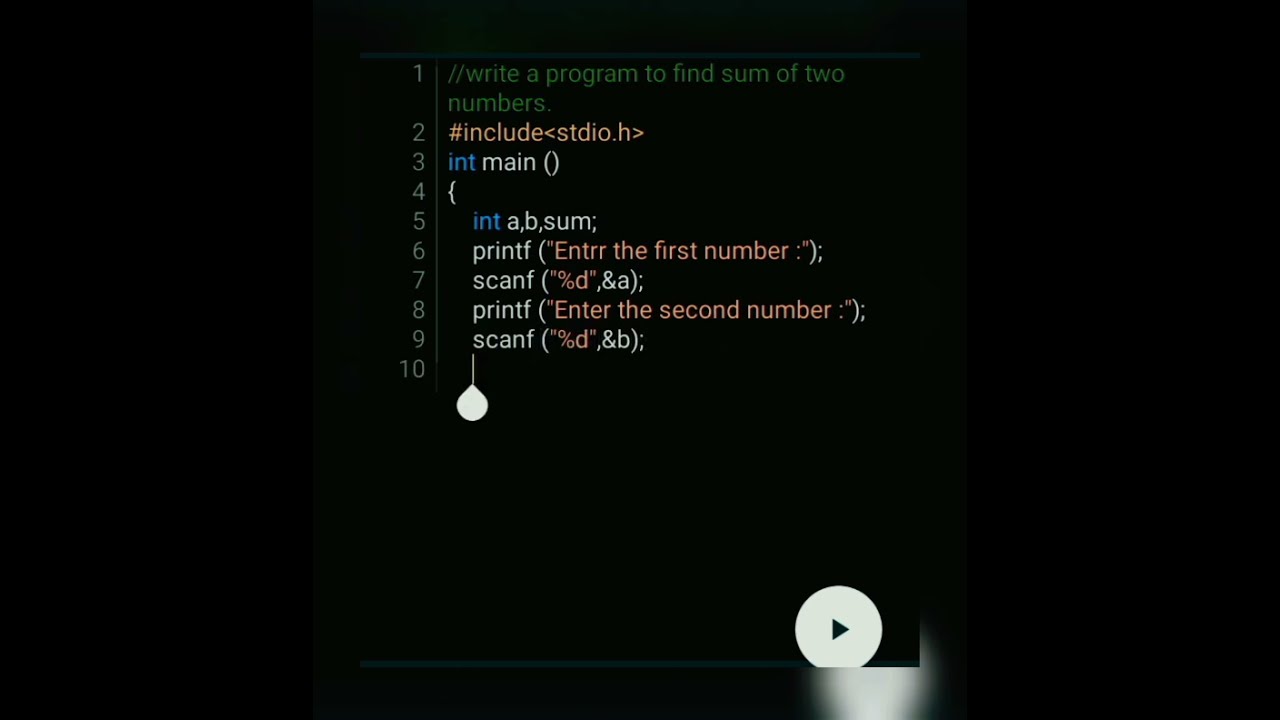 C Programming For Beginners Sum Of Two Numbers In
