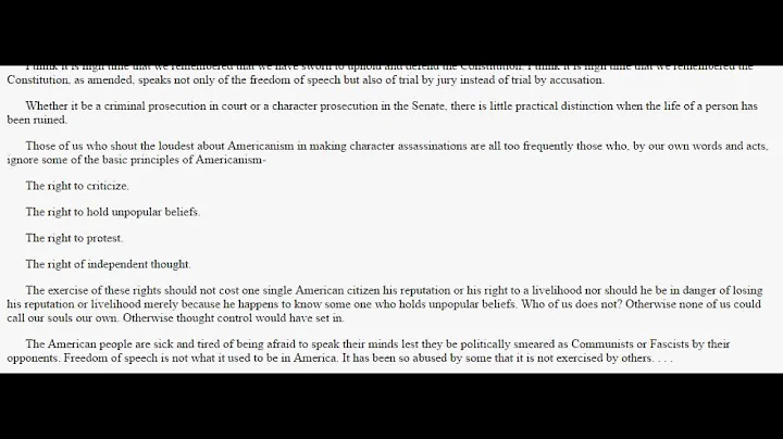 Margaret Chase 1950 Senate Speech