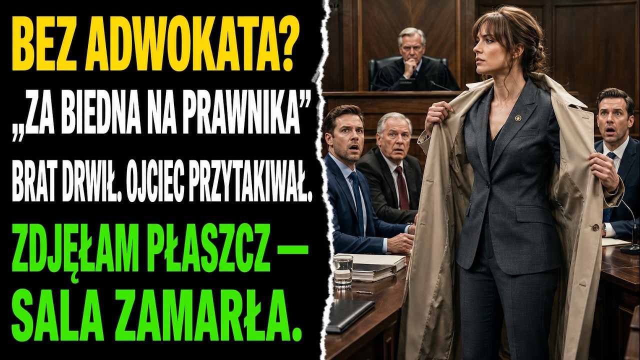 Stałam sama po stronie pozwanej, w beżowym trenczu po zmarłym mężu, a mój brat zaśmiał się: „Jest zbyt biedna na prawnika, wysoki sądzie. Jest spłukana." Ojciec przytaknął, jakby podpisywał mój...