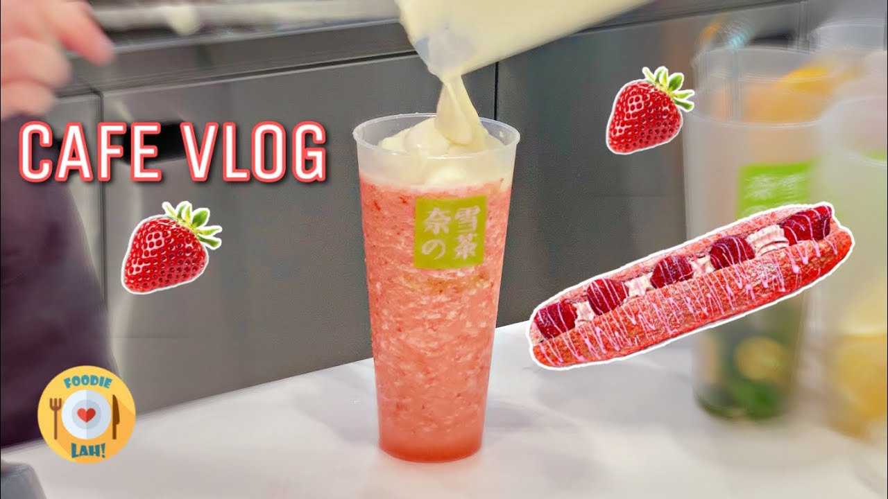 Cafe Vlog Strawberry Cheese Foam Cream Tea Bakery Cafe NAYUKI 奈雪の茶 in Singapore