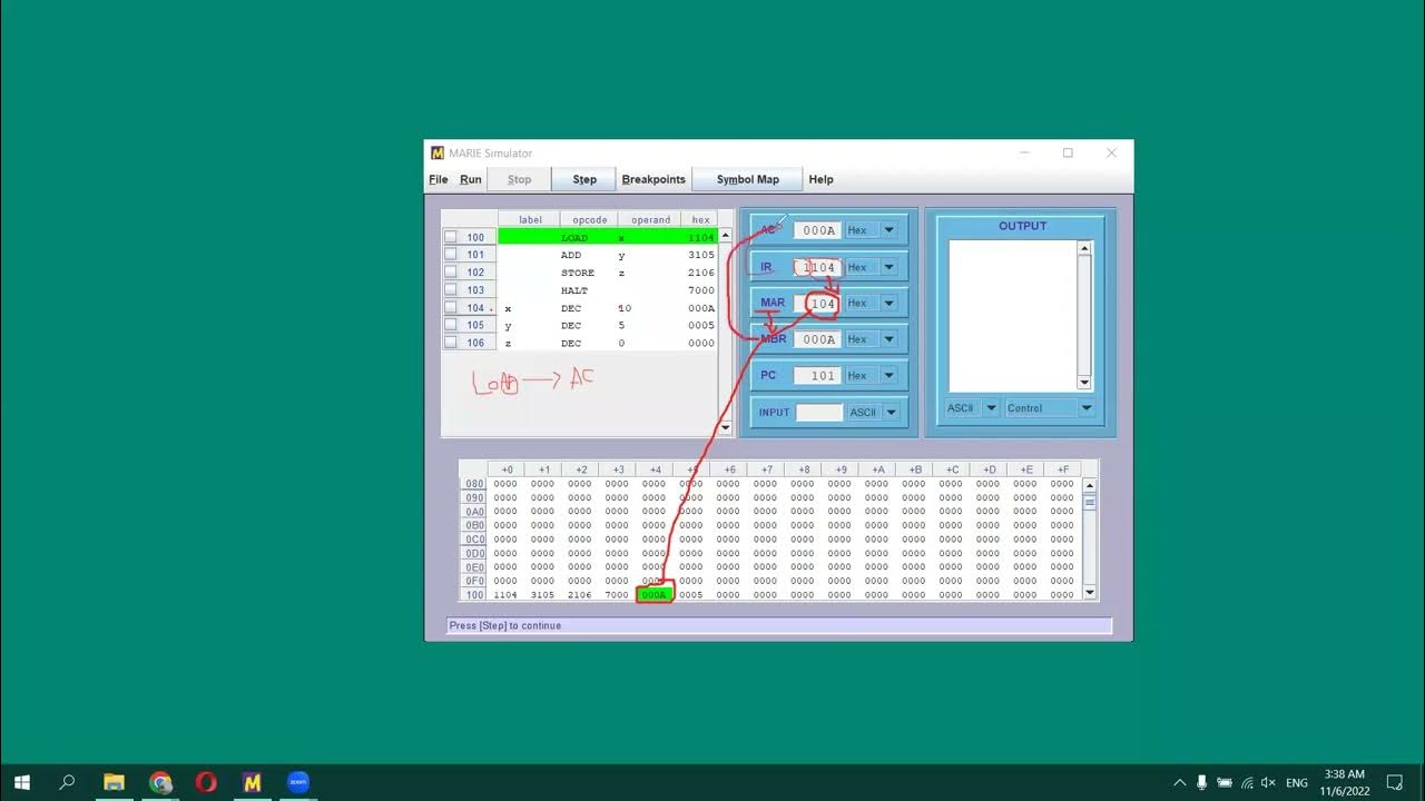 1 - شرح عربي - Marie Assembly language - Add code & Registers workflow ...