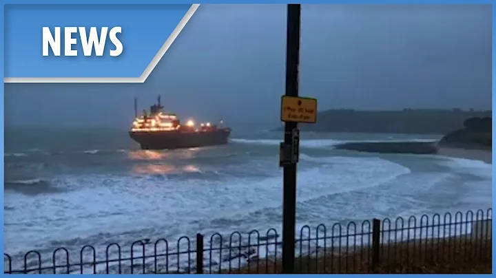 Giant Russian cargo ship runs aground off Cornwall coast