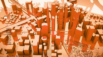 Abstract animation of a camera moving around the brown city buildings Looping