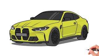 How to draw a BMW M4 G82 2021 / drawing bmw m3 4 series competition 2020 car