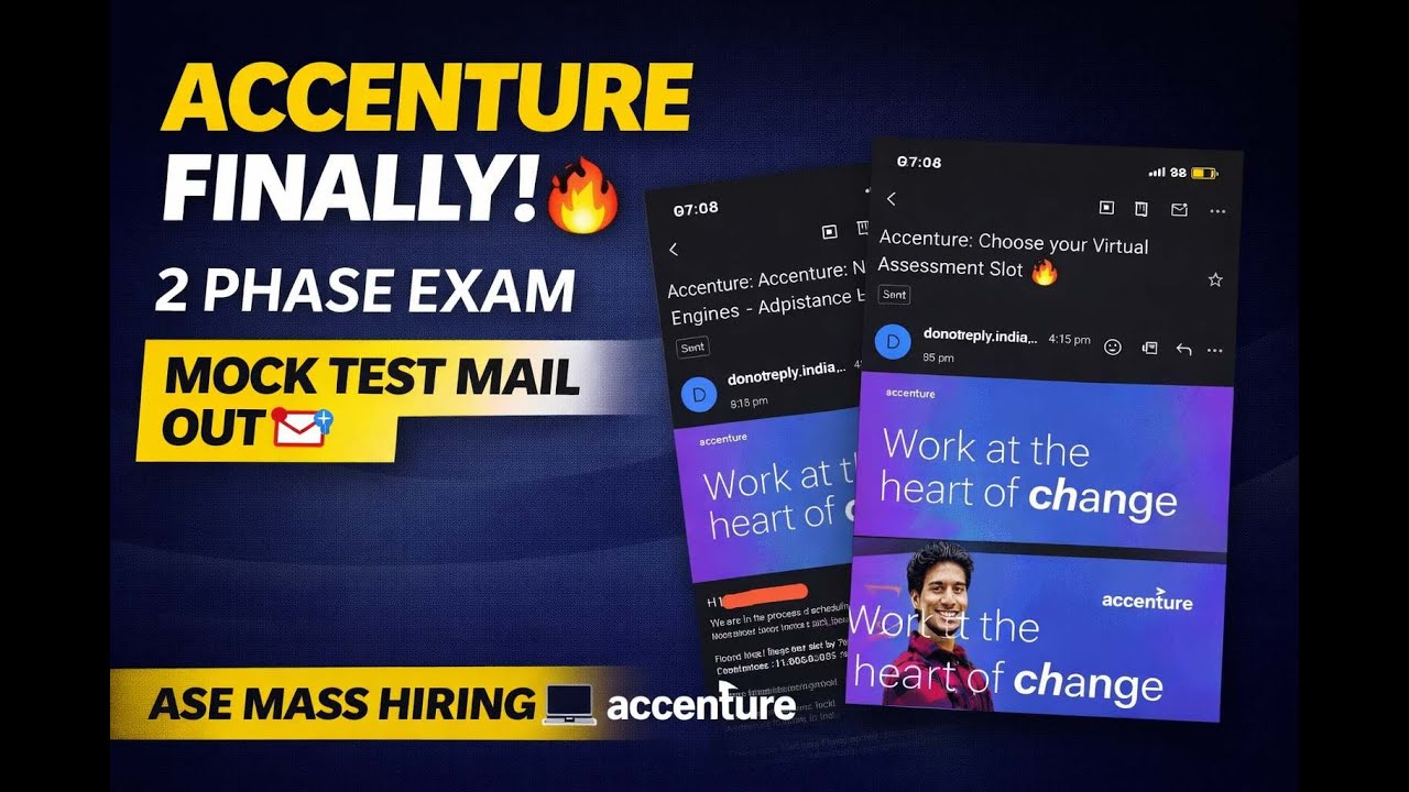 🔥 Accenture Finally 2 Phase Exam | Mock Test Mail Out | ASE Mass Hiring ...