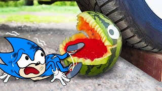 Experimental Video : Objects Crushed Under Car Tire : Watermelon vs Jelly | Woa Doodland