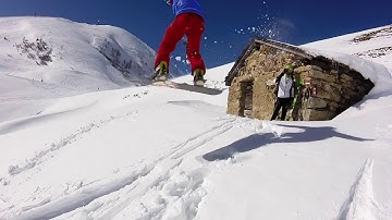 Snowboard Jump roof / gopro hero slowmotion flux italy
