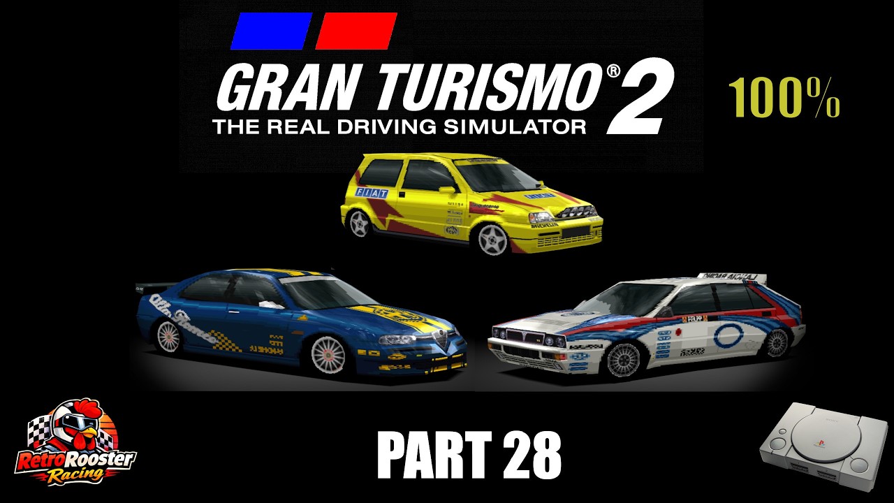 Gran Turismo 2 PS1 – Part 28 | Italian Manufacturer Races | Alfa 156 V6, Fiat 500 & Lancia Delta