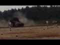 T72 military tank drifts and rolls over at 2015 tank biathlon