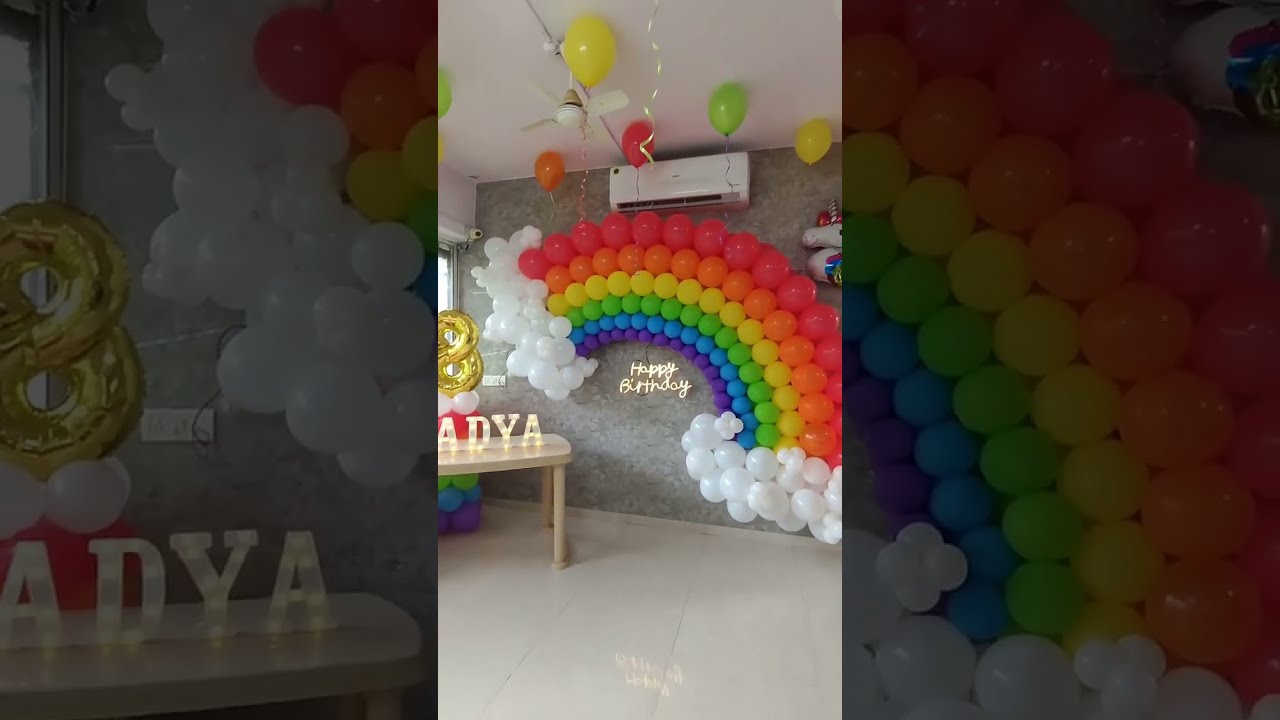  Rainbow Balloon Decoration Yamrajballoonsdecorations Happybirthday Shorts
