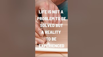 life is not a problem to be solved but a reality to be experienced