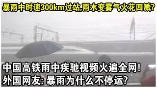 暴雨中時速300km過站，雨水變霧氣火花四濺？中國高鐵雨中疾馳視頻火遍全網！外國網友：暴雨為什麼不停駛？