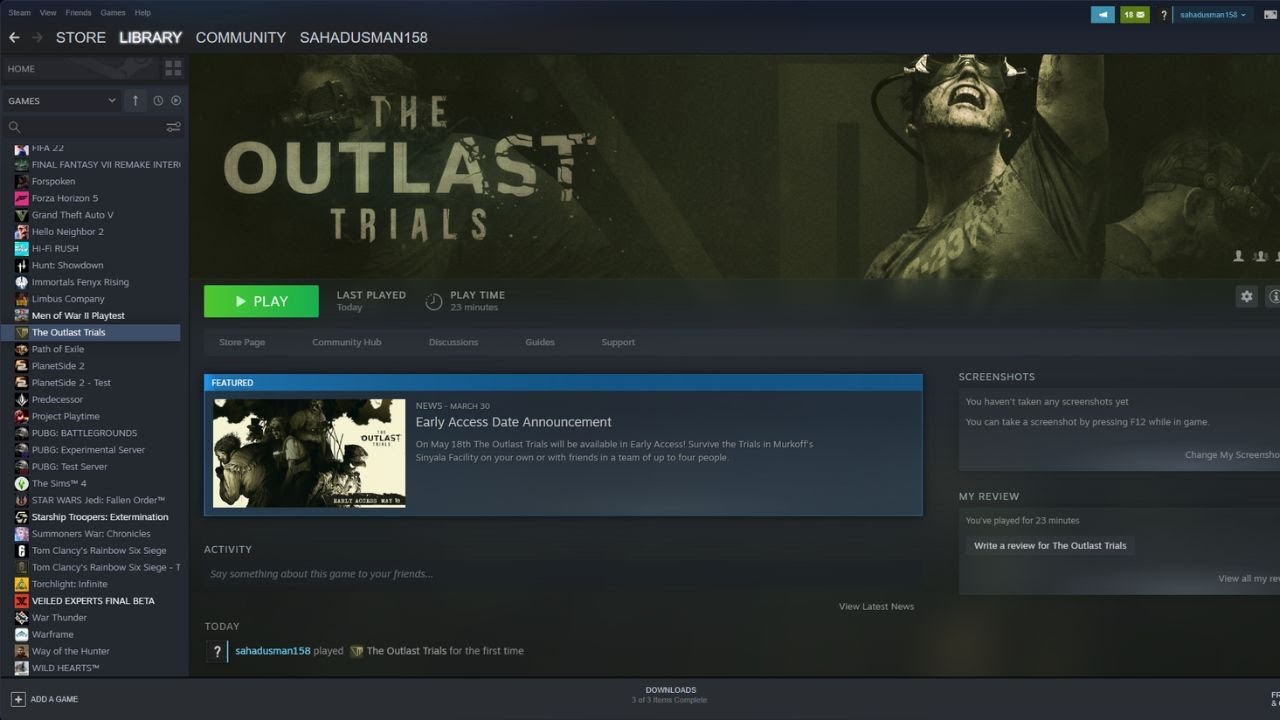 The Outlast Trials Steam Account