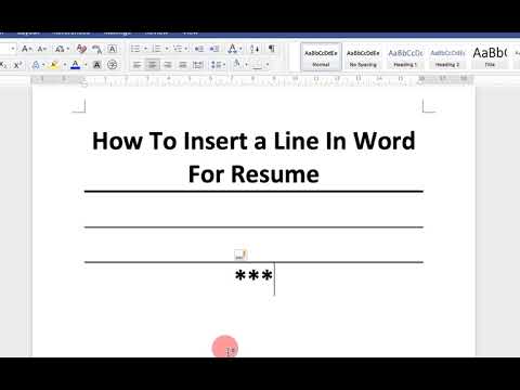 resume สวยๆ word  New  How To Insert a Line In Word For Resume