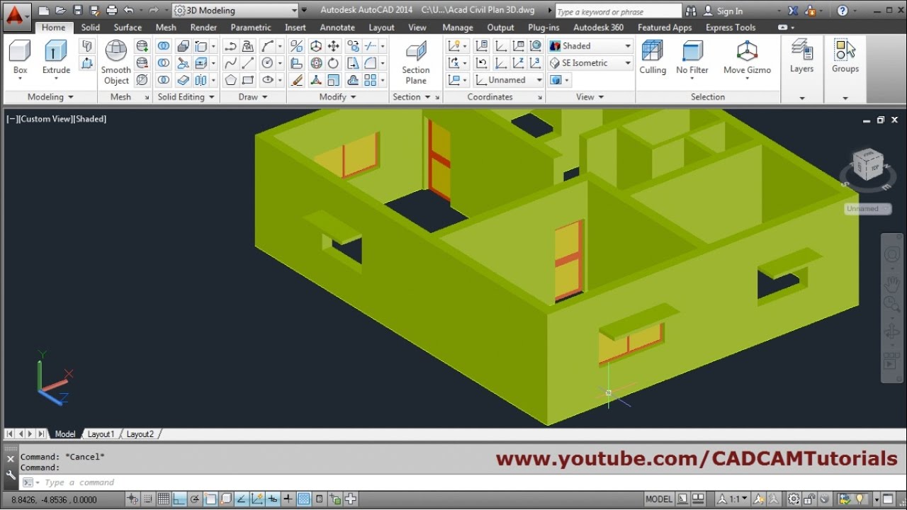 SOLVED: AUTOCAD: I need step-by-step instructions. Using AutoCAD 3D, draw  the figure below. You can take dimensions from the object in inches. 1.1  Preset 3D Viewports and select FourRight as the viewport.